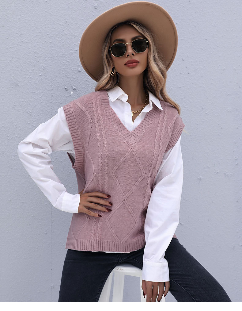 Damenbekleidung Independent Station Frühherbstmode Damen ärmellose Twist Solid Color Strickweste für Damen_voghion.com