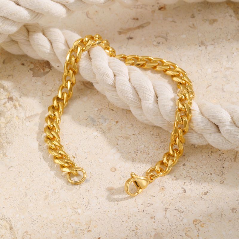 Bracciale da donna Wind in acciaio inossidabile a sei lati lucido, oro 7 mm, semplice e versatile, accessori Huanmu_voghion.com