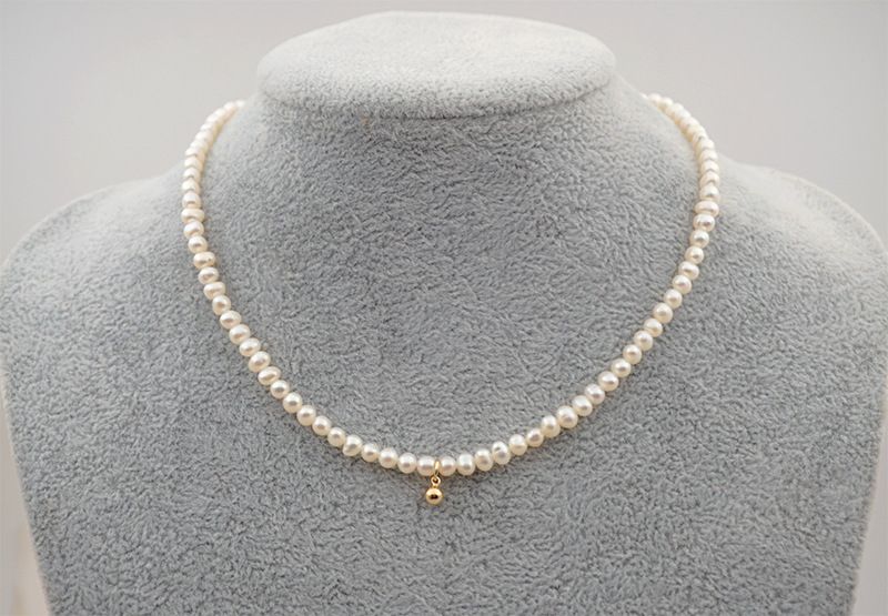 Fresh water pearl necklace Simple pearl string clavicle chain Fashion titanium steel chain choker_voghion.com