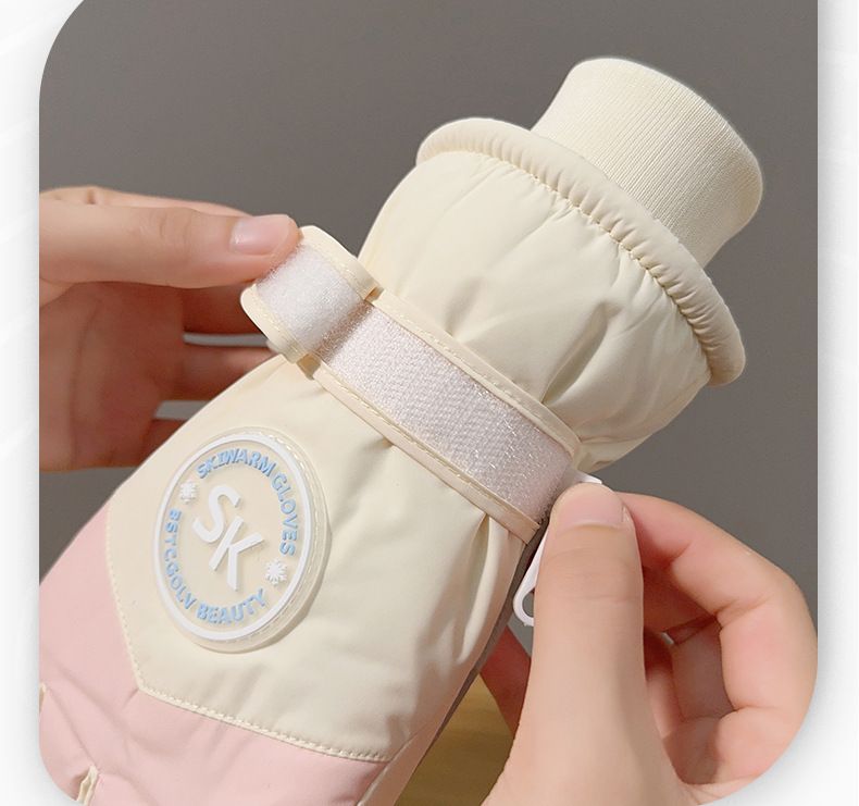 Gants de ski d'hiver pour femmes, doublés en polaire, en coton épais, résistants au froid, chauds, pour cyclisme, vélo électrique, résistants à l'eau, paume complète_voghion.com
