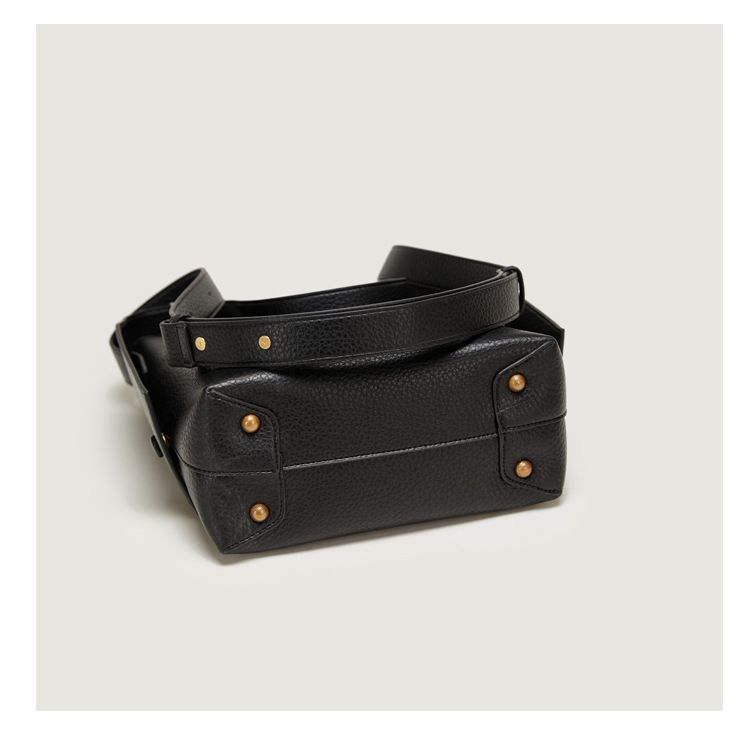 Lemon Koko Women's Bucket Bag – Large Capacity Stylish Shoulder Tote For Work & Travel, Vintage PU Handbag With Zipper Closure (Black/Taupe)_voghion.com