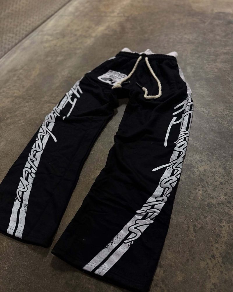 Herrenbekleidung Street Style Unisex Doppelte Taille Design Lose Große Größe Dreidimensional Bedruckte Freizeithose_voghion.com