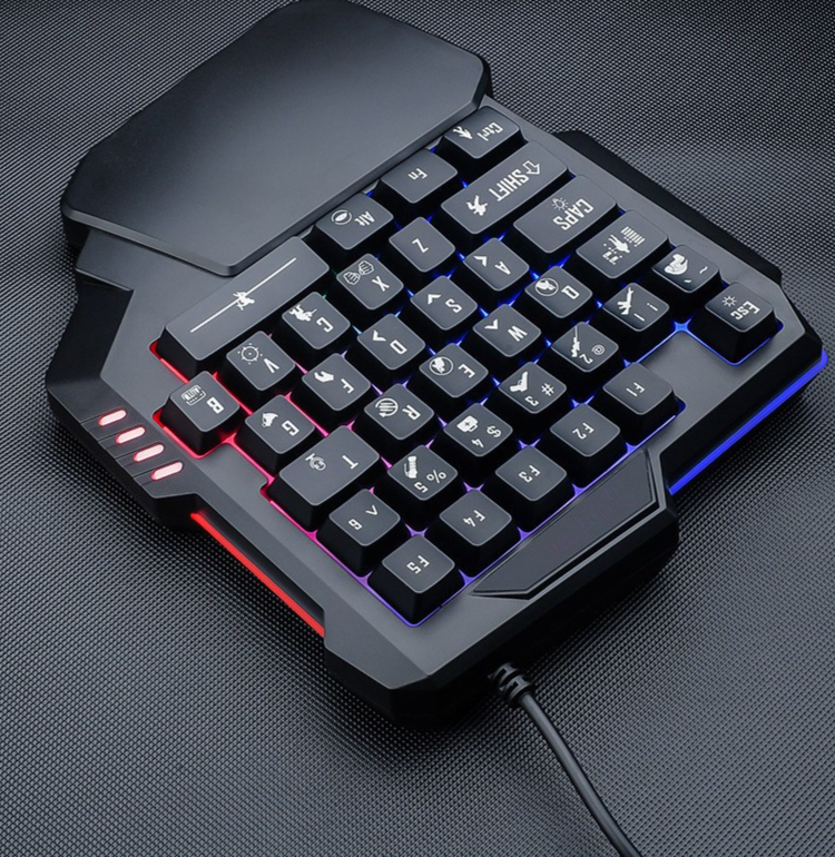 Fabriek Groothandel Eenhandige Mechanische Troon PUBG Mobiele Gamecomputer Lichtgevend Toetsenbord Vrede Elite Patroon_voghion.com