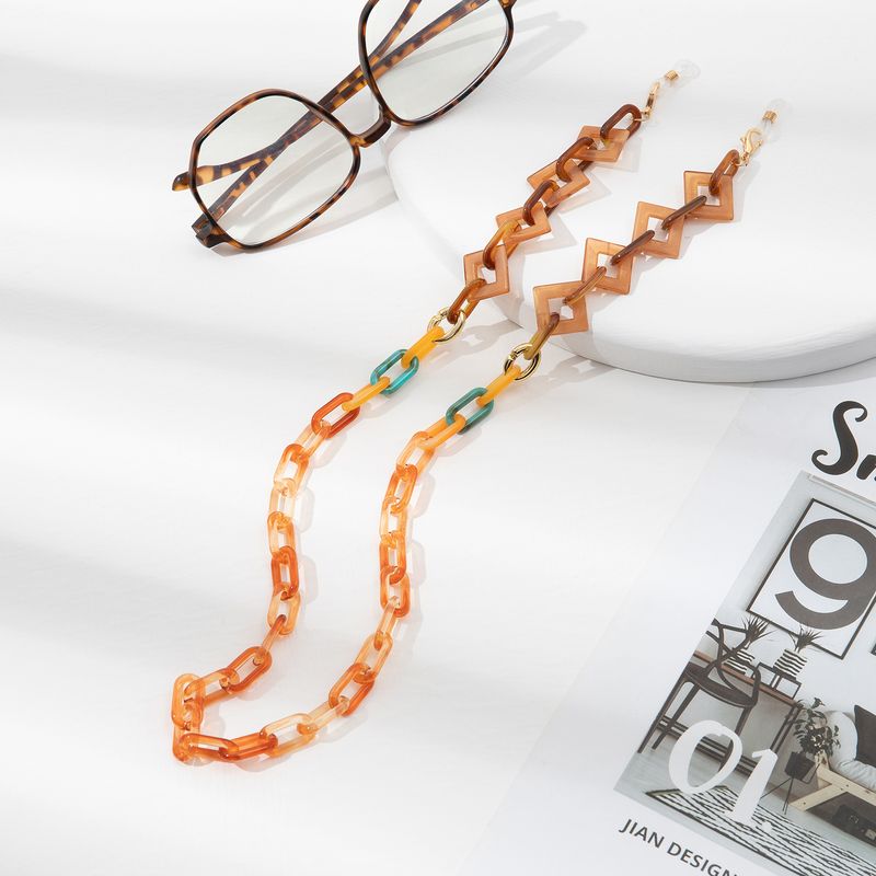 Fashionable Trendy Colorful Mixed Color Glasses Geometric Ring Buckle Hanging Chain Acrylic Resin_voghion.com