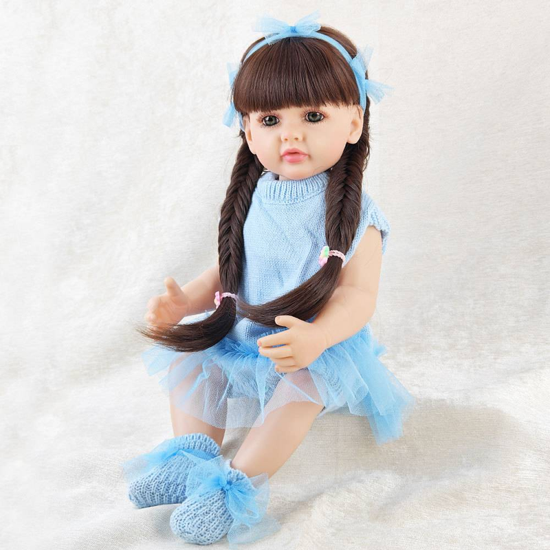 55cm Simulation Puppe Baby Ganzkörper weiche Gummi Mädchen Spielzeug langhaarige Prinzessin Geschenk Reborn Puppe Puppe_voghion.com