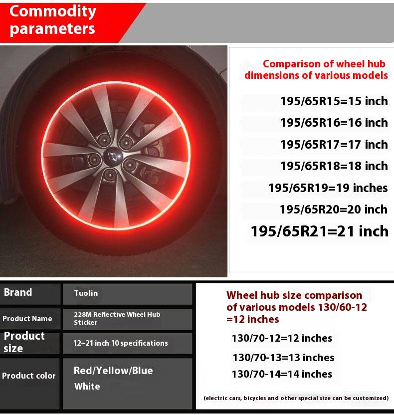 Auto Radnabe Warnung reflektierende Aufkleber, Auto Dekoration Aufkleber, wasserdichtes Design, starke Reflexion_voghion.com