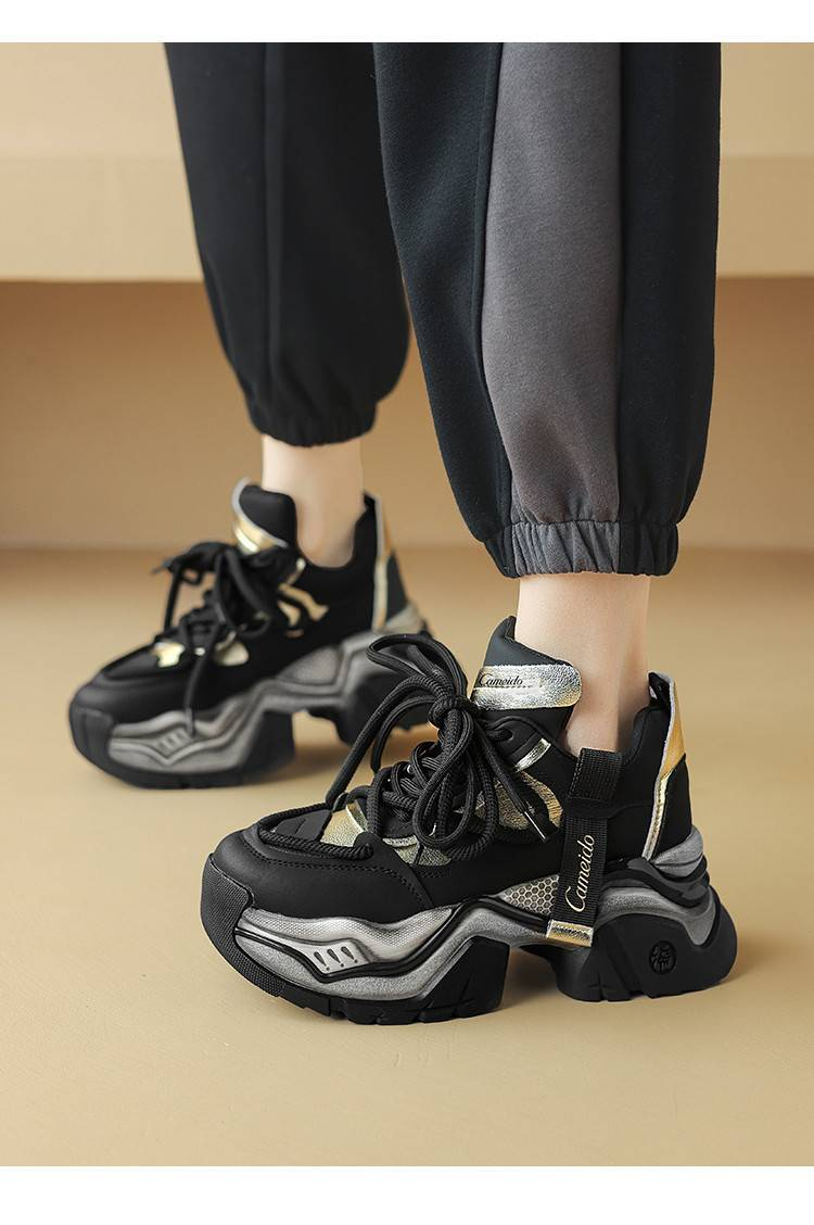 Cameido Dad-Schuhe für Damen, farbblockierende Plateauschuhe mit dicker Sohle und größerer Höhe im Jahr 2024, vielseitige Schuhe für Damenausflüge_voghion.com