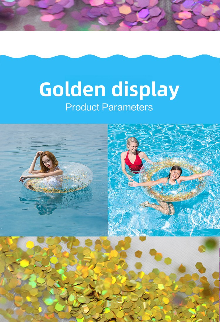 Glitter Transparent PVC Swim Ring For Adults - Thickened Armrest Float With Non-Slip Grip (Beginner-Friendly Heavy-Duty 600D UV-Resistant)_voghion.com