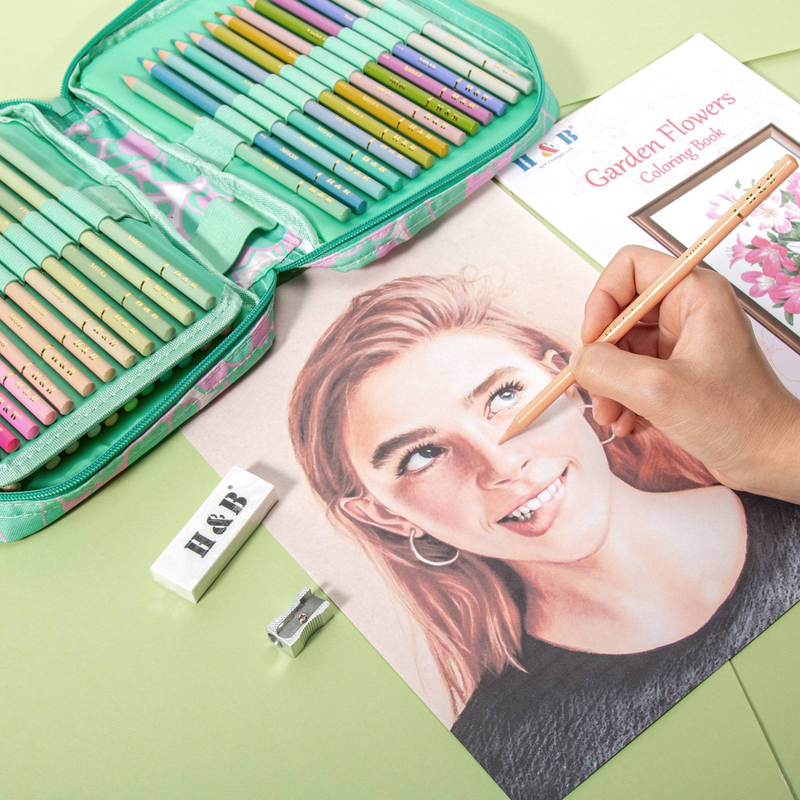 50-Color Macaron Colored Pencils Set With PU Bag - Soft Pastel Shades For Artists, Sketching, Coloring Books & DIY Crafts_voghion.com
