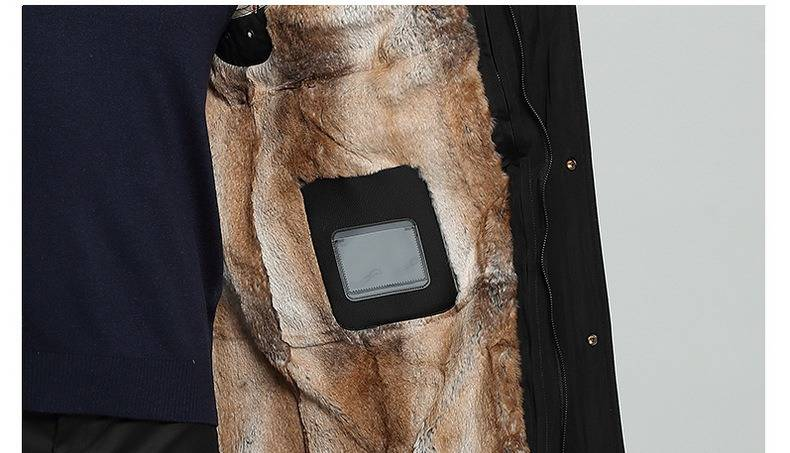 Men's Winter Parka Coat With Raccoon Fur Collar - Mid-Length Loose Fit Detachable Lining Down Jacket_voghion.com