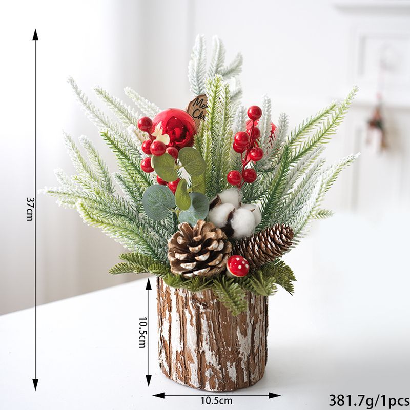 Christmas Flower Arrangement Decorations Log Barrel Small Tree Desktop Decorations Holiday Gifts_voghion.com