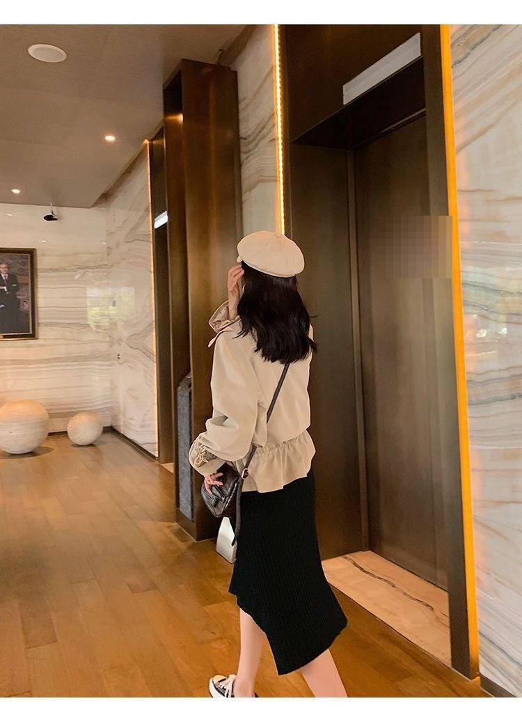 Women's Blazer Jacket Oversized Casual Spring Autumn Short Trench Coat With Waist Tie Petite-Friendly Workwear_voghion.com
