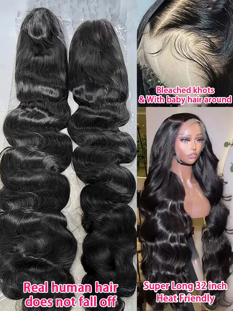 200 Densit 13x6 30 Inch Lace Front Human Hair Wigs 13x4 HD Lace Frontal Wig Brazilian Body Wave Human Hair Closure Wig For Women_voghion.com