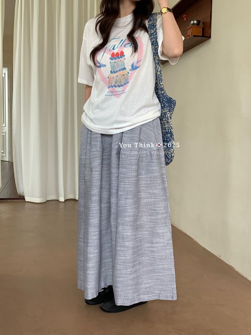 Retro Striped Wide Leg Pants - High Waisted Loose Fit Casual Trousers For Women, Comfortable Cotton Lounge Pants, Korean Style Boho Chic Office_voghion.com