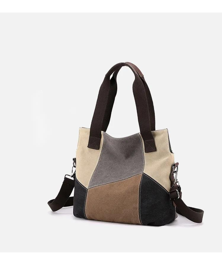 Semplice tela di moda da donna di grande capacità Vinte Color Patchwork B Nuova spalla di alta qualità_voghion.com