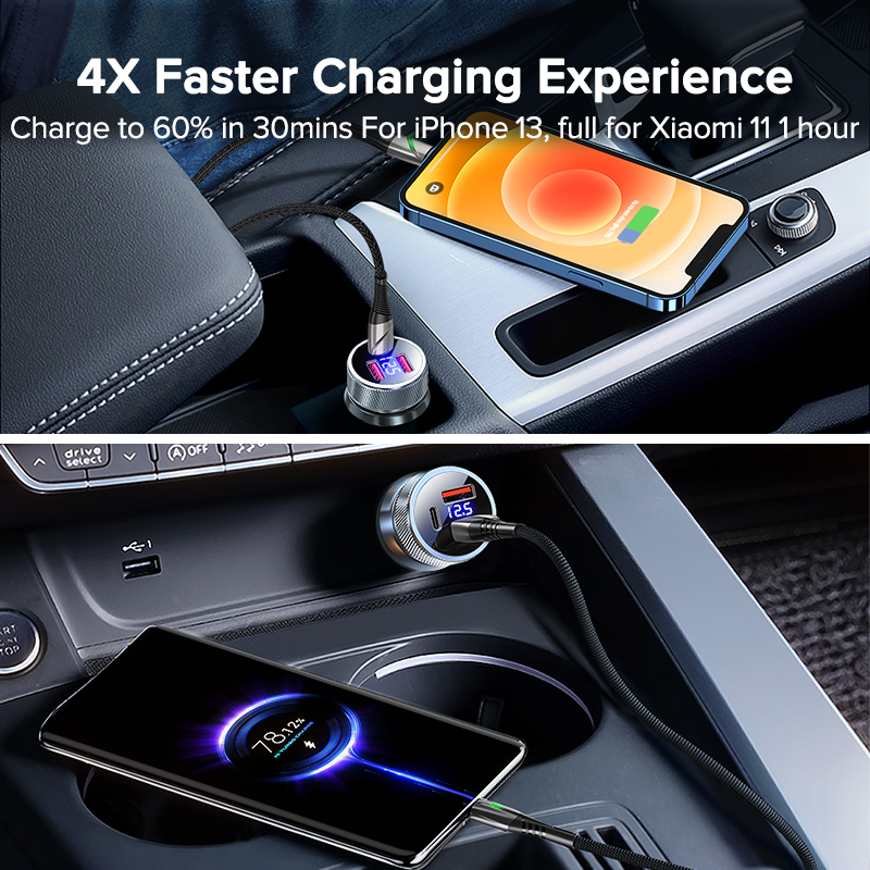 80W Acgicea USB Car Charger PD Type C Dual USB Port Car Charger Quick Charger fir iPhone 14 13 Xiaomi Samsung    _voghion.com