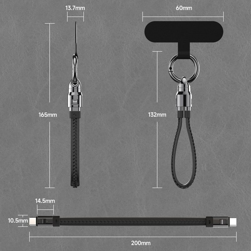 Portable Keychain USB Charger 240W 5A Fast Charging Cable Type C Short Charging Cable For Phone Book Android_voghion.com