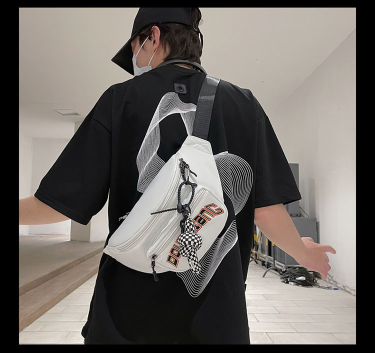 Nuovo marsupio da uomo versione coreana borsa a tracolla casual in nylon a tracolla borsa per il petto sportiva all'aria aperta di grande capacità_voghion.com
