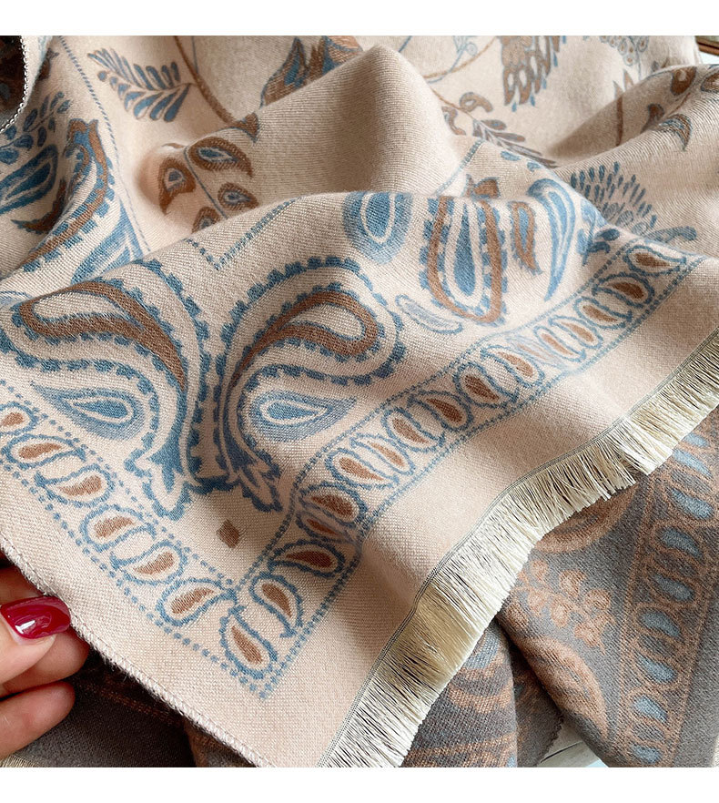 2023 Autumn and winter explosive shawl with women's neck office blanket fringe warm scarf_voghion.com