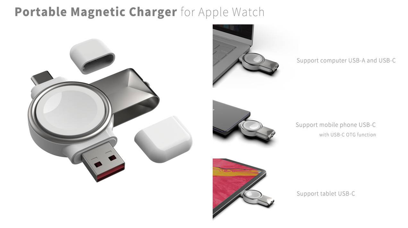 Uus magnetiline kella juhtmevaba laadija sobib Apple 1-9 põlvkonna /SE/Ultra Typec + USB topeltliidesega telefonidele._voghion.com