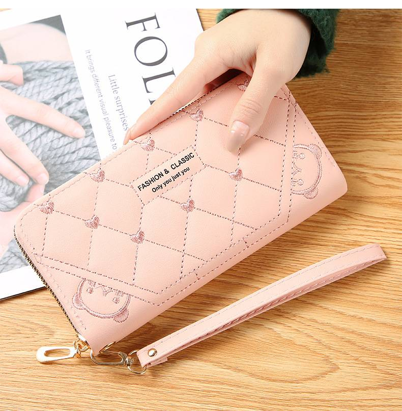 Nouveau portefeuille femme longue mode simple fermeture éclair grande capacité sac à langer Machine sac femme_voghion.com