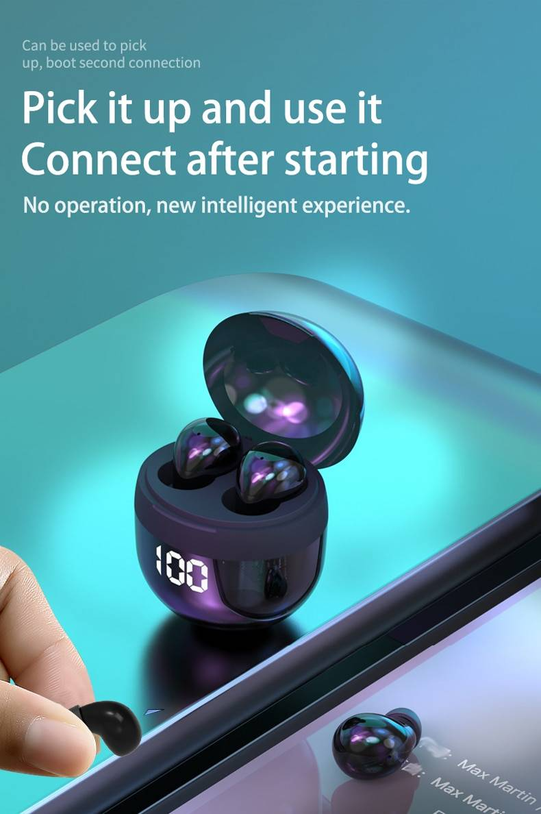Fones de ouvido sem fio invisíveis, mini fones de ouvido Bluetooth 5.3 com cancelamento de ruído, microfone de chamada transparente para um ajuste discreto e seguro_voghion.com