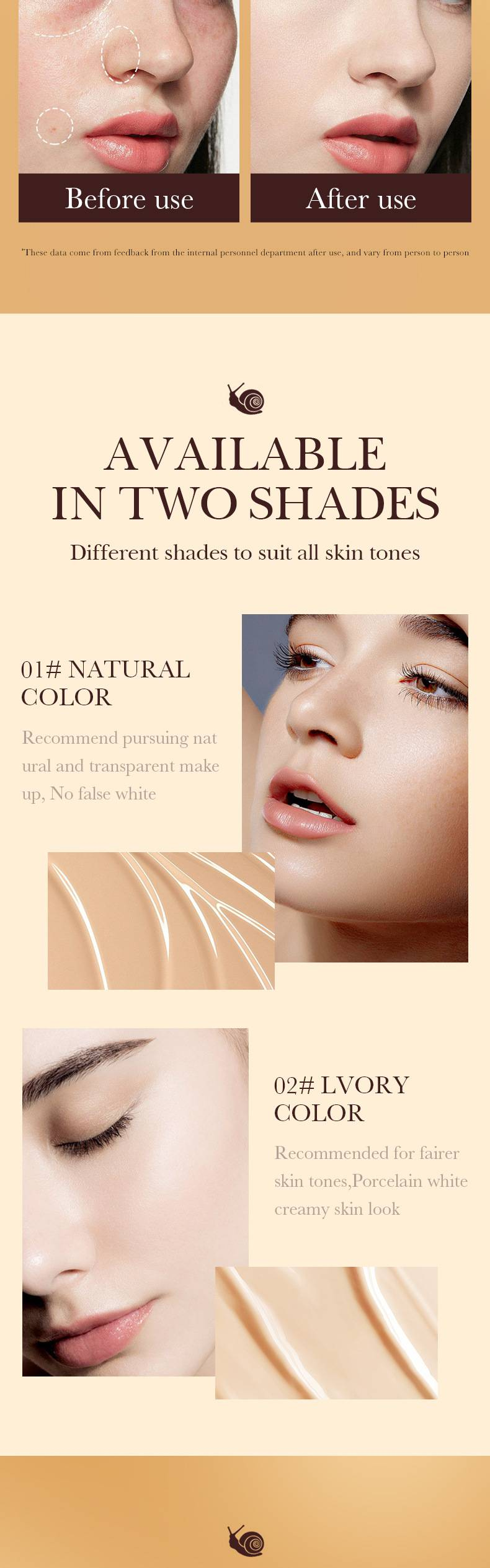 9-in-1 Gold Snail Sonnenschutzcreme-Concealer, LSF 50+, BB-Creme, feuchtigkeitsspendende, strahlende Haut, Sonnenschutz mit vollem Spektrum_voghion.com