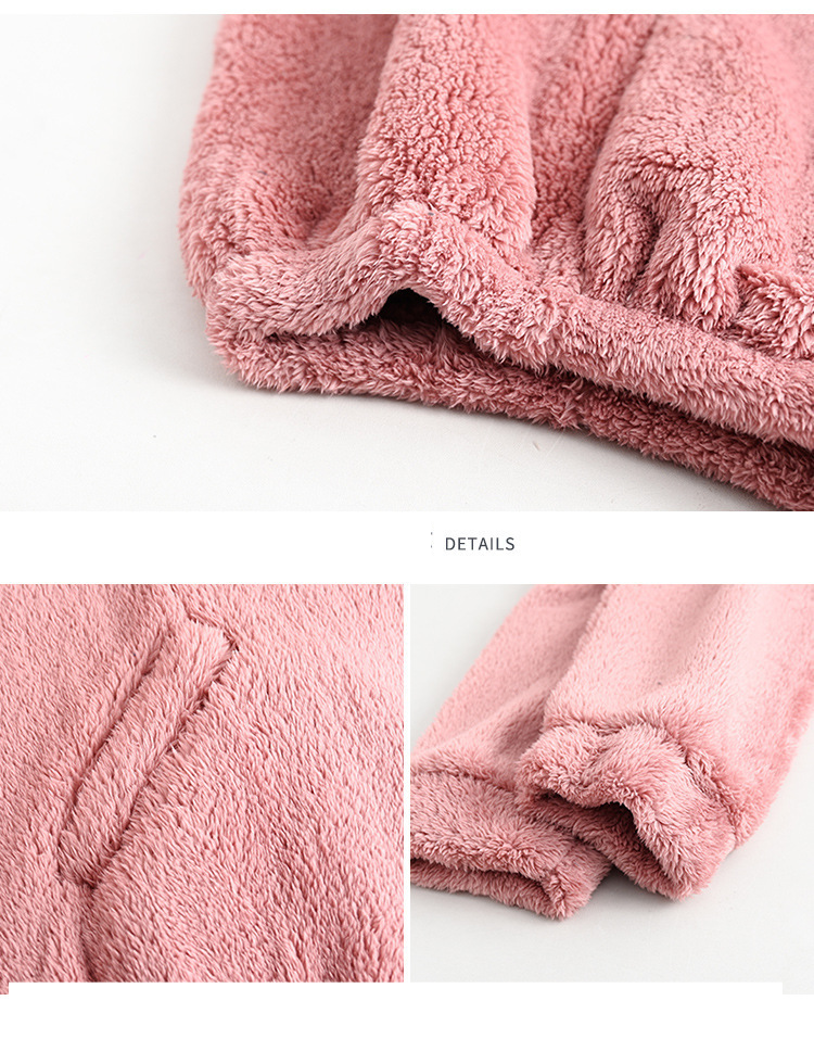 Coral Fleece Pajamas Women Winter Plus Velvet Thickened Stand Collar Zipper Flannel Autumn and Winter Style Can Be Worn as Home Clothes Set_voghion.com