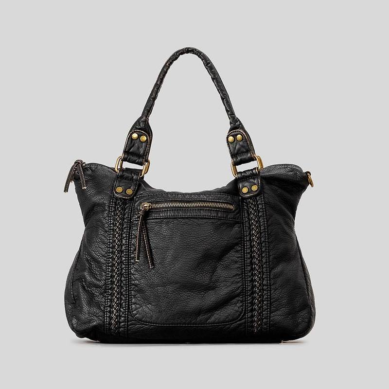 Women's Bag Soft Leather Retro Tote Bag Trendy Color Shoulder Messenger Bag Multi Pocket Tote Bag_voghion.com