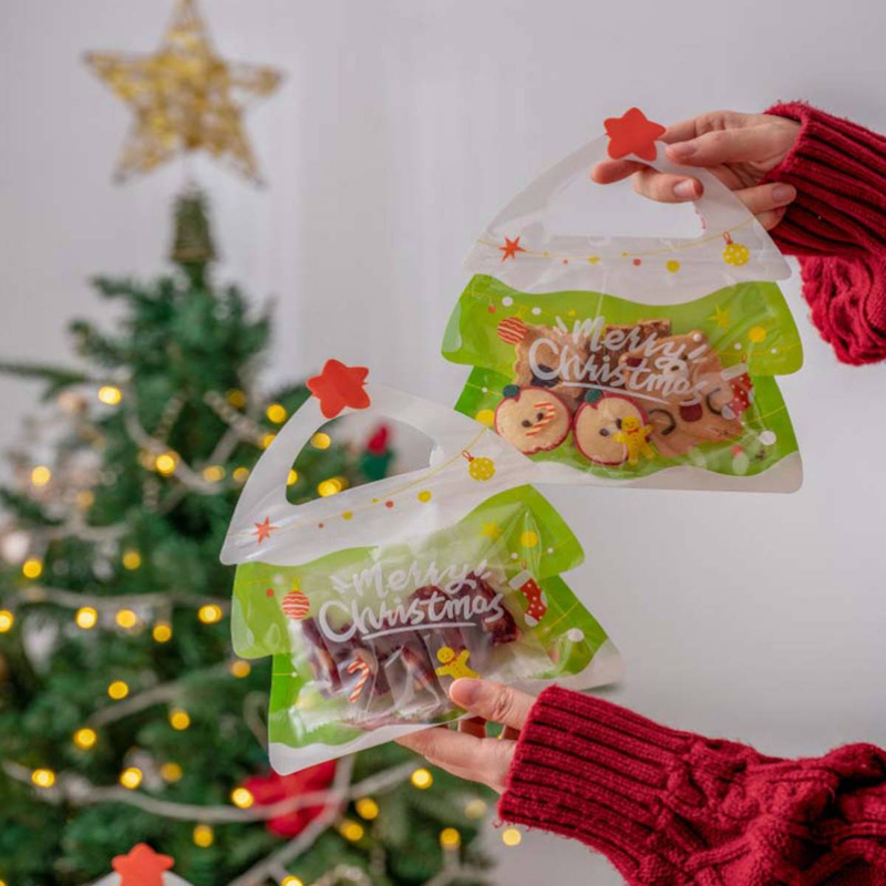 10 buc Pungi de ambalare pentru cadouri în formă de brad de Crăciun, Pungi pentru dulciuri, biscuiți, ciocolată, pungi pentru alimente, pungi de cadouri sigilate portabile, pungi cu fermoar_voghion.com