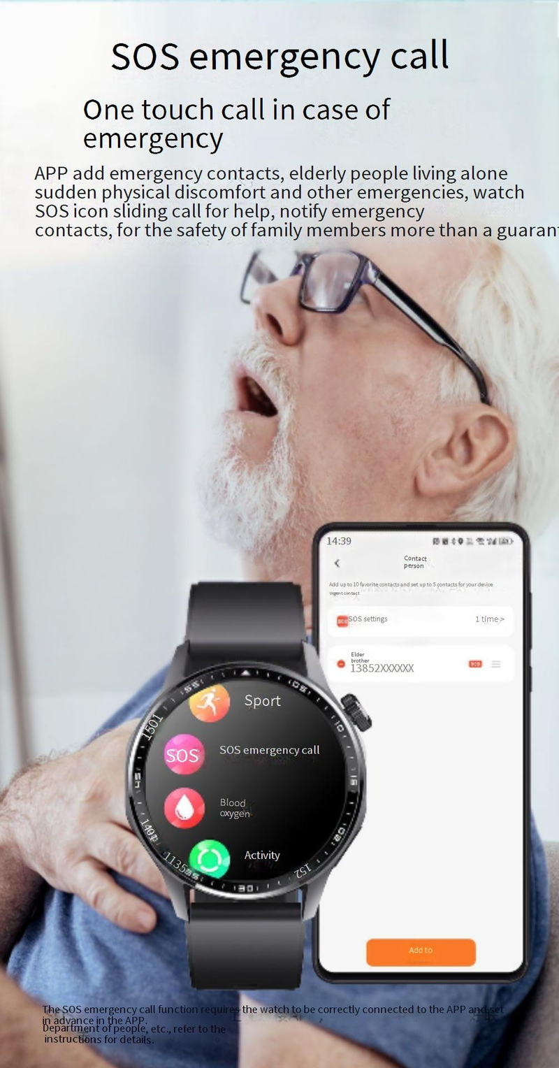Relojes inteligentes Reloj deportivo Correr Frecuencia cardíaca Ritmo Sueño Monitoreo de oxígeno en sangre Pulsera de alarma Meita Calorie SOS_voghion.com