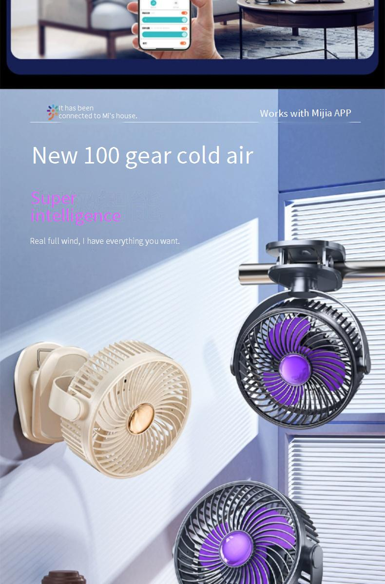 Wentylator biurkowy z akumulatorem USB - 25 dB, bardzo cichy, do biura/akademika, 3 prędkości i 8 godzin pracy, mocowany na klipsie i stojaku, miniaturowy wentylator o podwójnym zastosowaniu_voghion.com