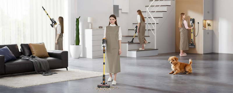Aspirapolvere a batteria - 550 W, 45 kPa, 55 minuti di autonomia, ricarica a parete, indipendente, per casa/peli di animali/tappeti/pavimenti duri/piastrelle_voghion.com