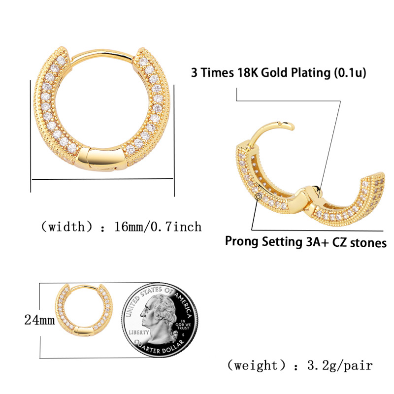 Koperen creolen met volle zirkonia – Bling hiphop sieraden voor mannen en vrouwen_voghion.com