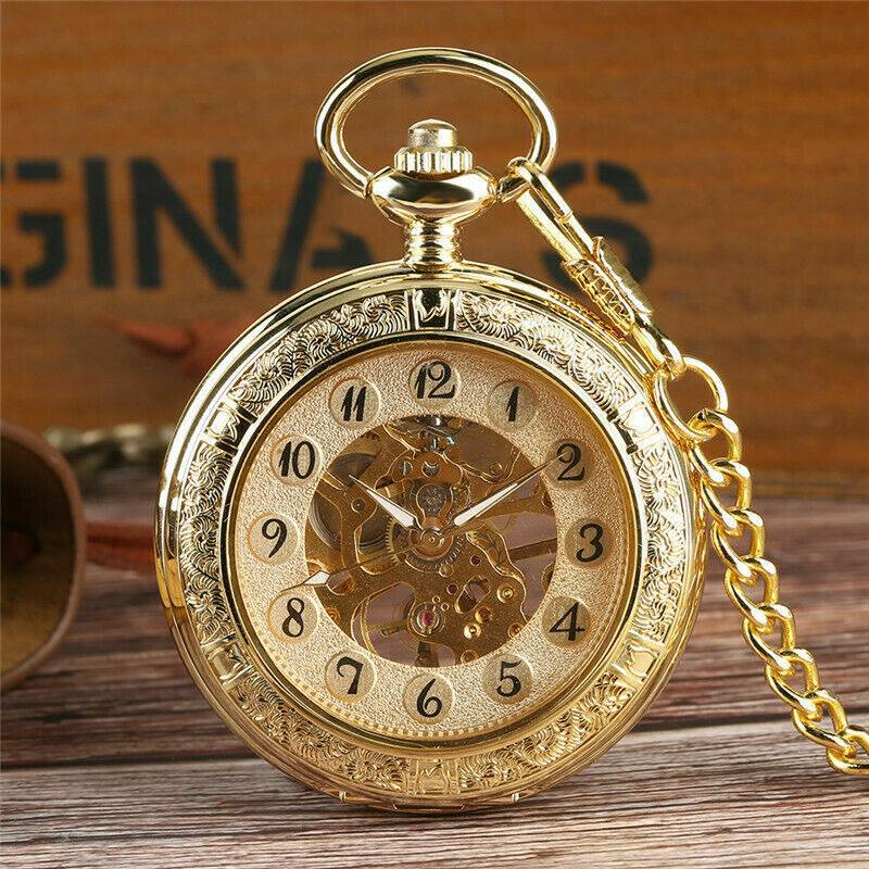 Montre de poche mécanique automatique à chiffres romains vintage avec chaîne serpent - Cadeau classique Montre mécanique classique à chiffres romains simples_voghion.com