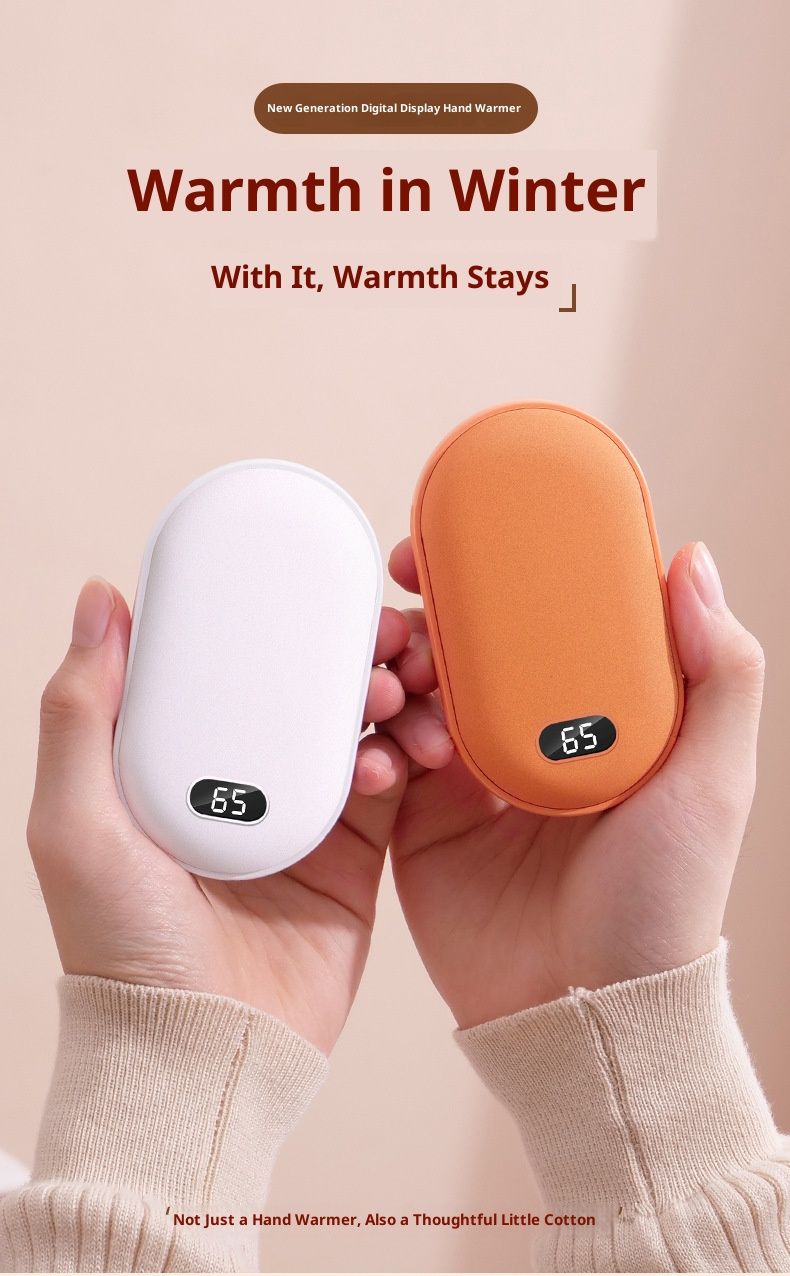 Digital Display Hand Warmer – USB Rechargeable Portable Heating Pad With Aluminum Heat Diffusion, 3-6H Battery Life_voghion.com