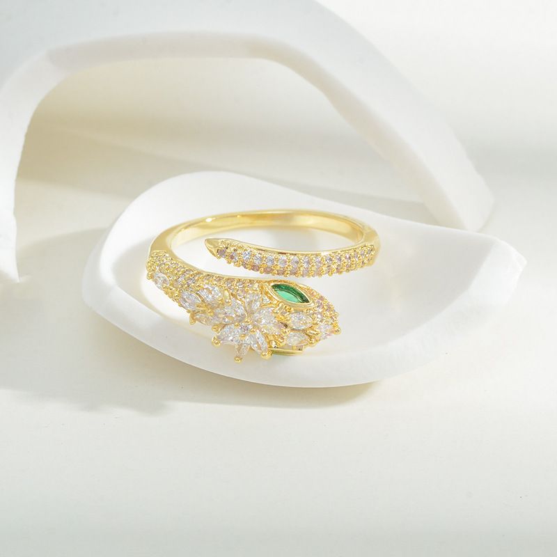 Anello in stile francese con design a serpente aperto, personalità semplice e alla moda, celebrità di Internet, temperamento leggero e lussuoso, nuovo modello_voghion.com