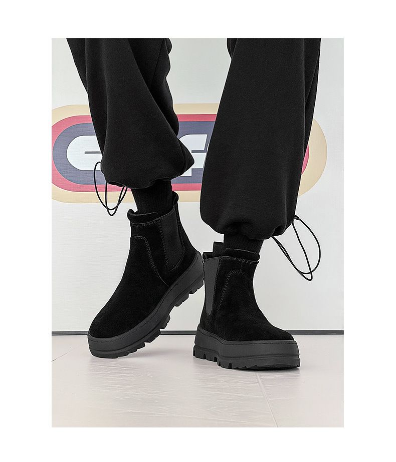 Couple Casual Chelsea Boots Thick-soled Height Increasing Tooling Boots Sleeve Martin Boots_voghion.com