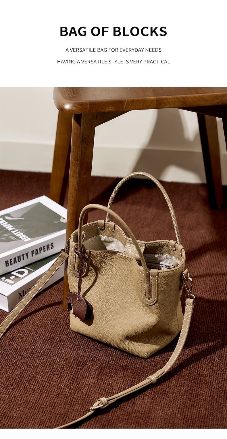 Sommermode Echtleder Eimer Tasche Nische Erste Schicht Rindsleder Retro Eine Schulter Crossbody Handheld Gemüse Korb Tasche_voghion.com