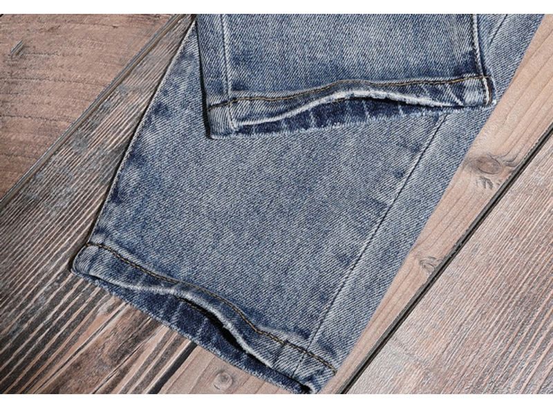 Pantalones largos ajustados y elásticos para hombre, con costuras y agujeros_voghion.com