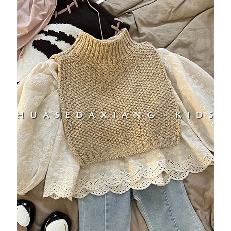 Mamma e bambini Bambini Primavera e autunno Estate Jeans alla moda Scialle lavorato a maglia Abbigliamento per bambini coreano Nuovo vestito retrò per ragazze Tendenza_voghion.com