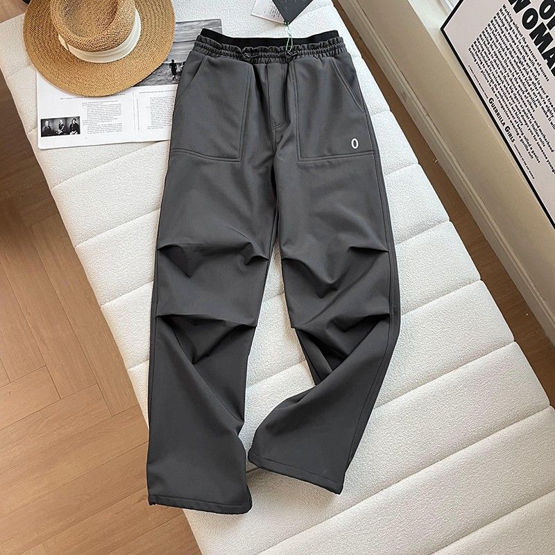 Japanese Style Rose Same Style~ Fleece-Lined Soft Shell Jacket Winter Paratrooper Outdoor Waterproof Casual Hiking Pants_voghion.com