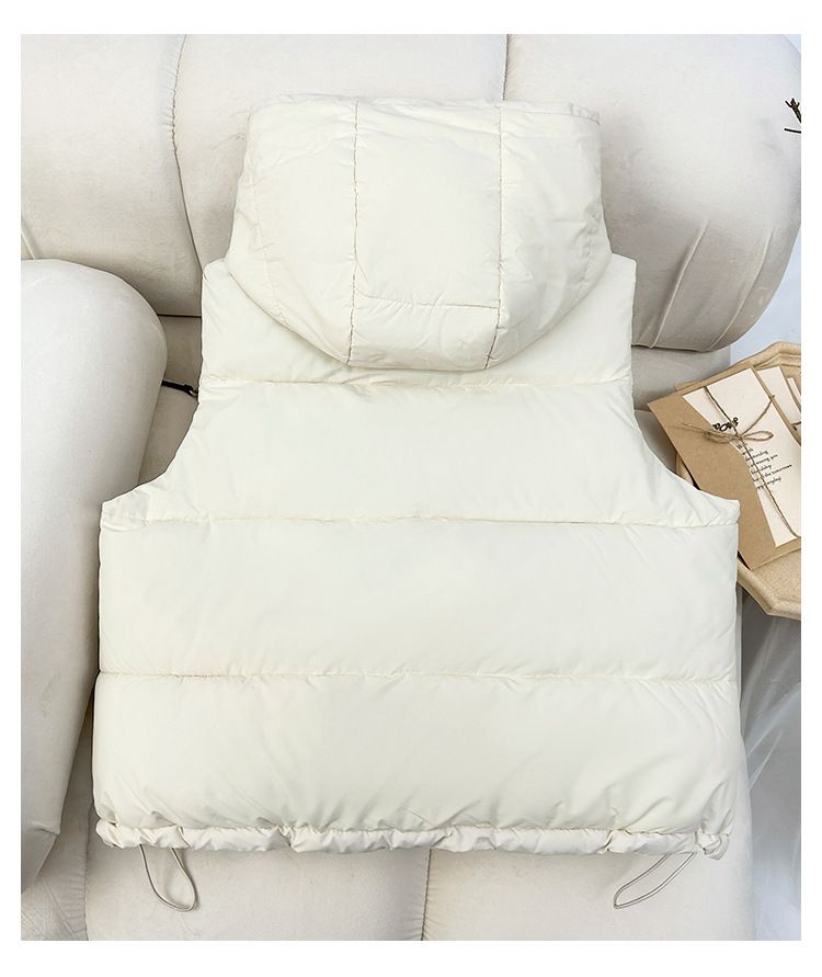 Pufferweste mit Kapuze für Damen – leichte, gesteppte Daunenalternative mit Stehkragen für Freizeit- und Outdoor-Bekleidung_voghion.com