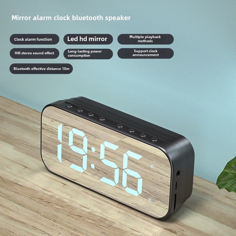 Bezvadu Bluetooth skaļrunis jauns mini mājas spogulis mazs skaļrunis tālvadības pults modinātājs viedais skaļrunis_voghion.com