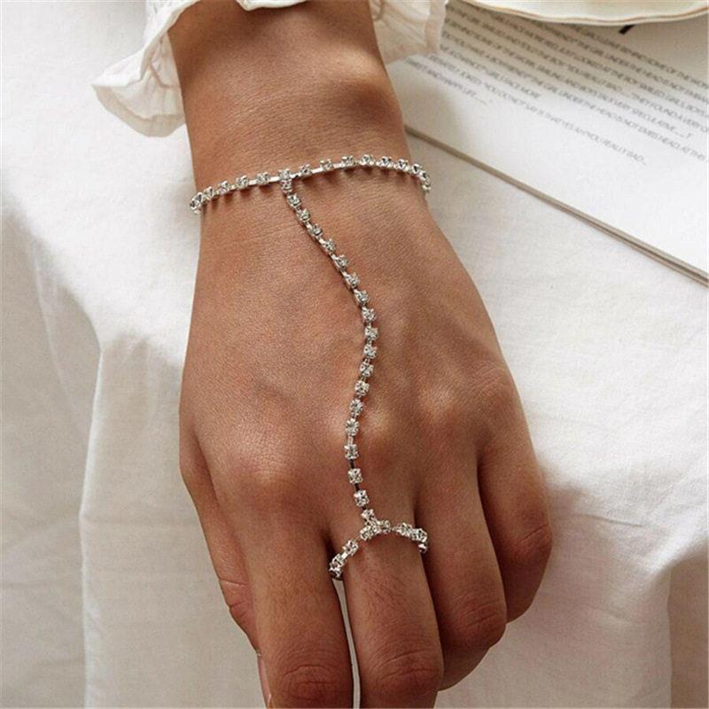 Semplice braccialetto con catena di diamanti a fila singola con strass e personalità della moda_voghion.com