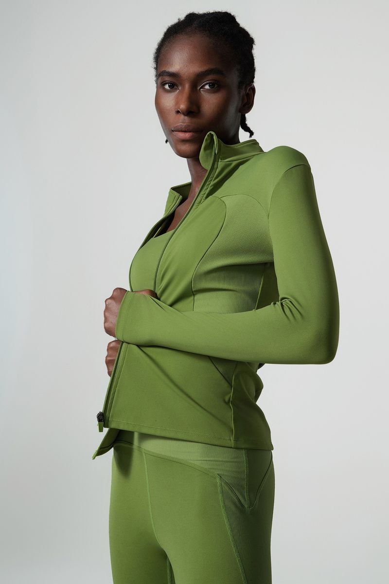 New2024 high-end Sexy Yoga top, women's oversized elastic and fitness suit jacket, stand up collar zipper, long sleeved sports top _voghion.com