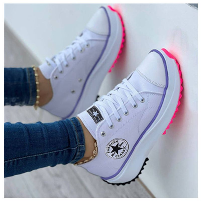 2023 New Spot Women's Spring And Autumn Canvas Shoes Breathable High-top casual women's thick-soled lace-up shoes_voghion.com