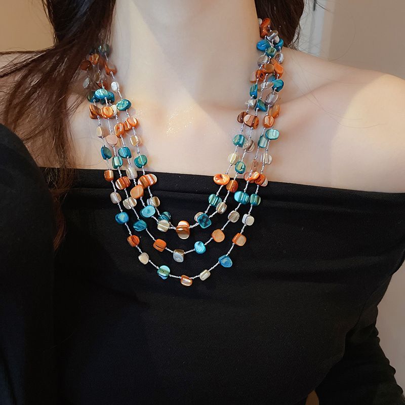 Bohemian Vacation Style Beaded Light High-end Niche Personality Clavicle Chain Fashion Design Sense Necklace_voghion.com