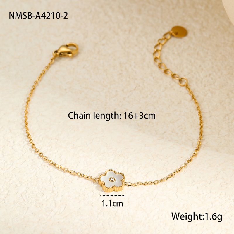 Stainless Steel Jewelry Five Flower Five Petal Mother Of Pearl Plum Blossom Pendant Necklace Bracelet Earrings Set Fashionable Temperament_voghion.com