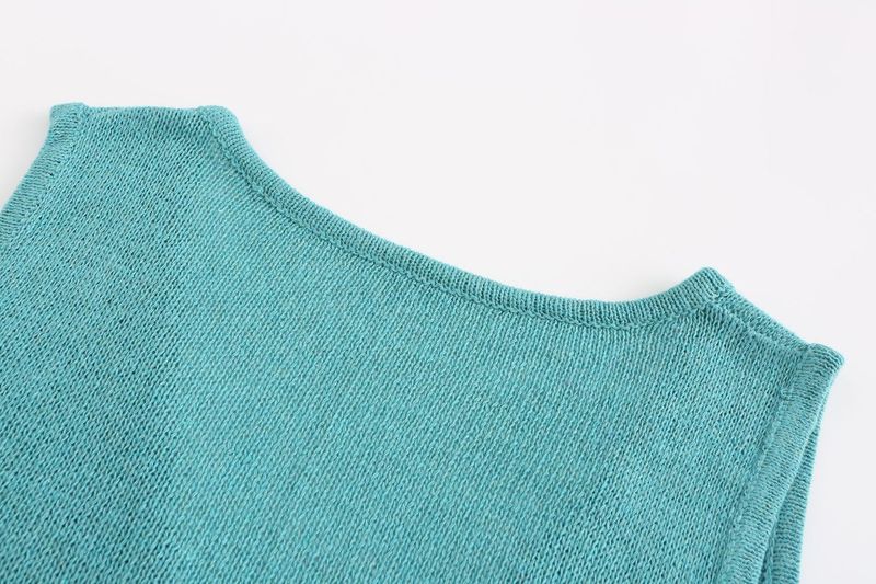 Women's Clothing summer fashion casual deep V-neck vest drawstring knitted women's sweater suit two-piece set_voghion.com